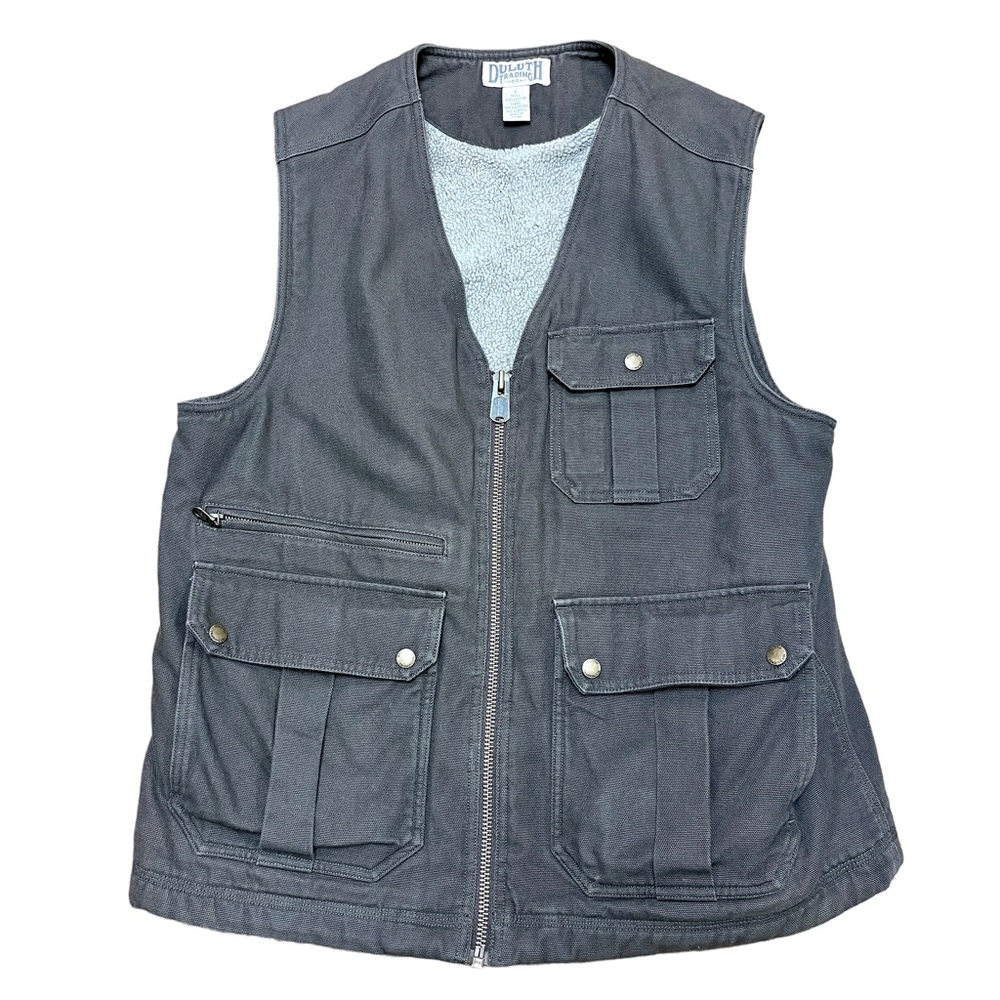 DULUTH TRADING CO Vest Iron Range Fire Hose Sherpa Lined Utility Sz Large